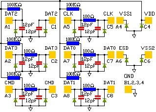 Secure Digital (SD) Card EMI Filter Array with ESD Protection.